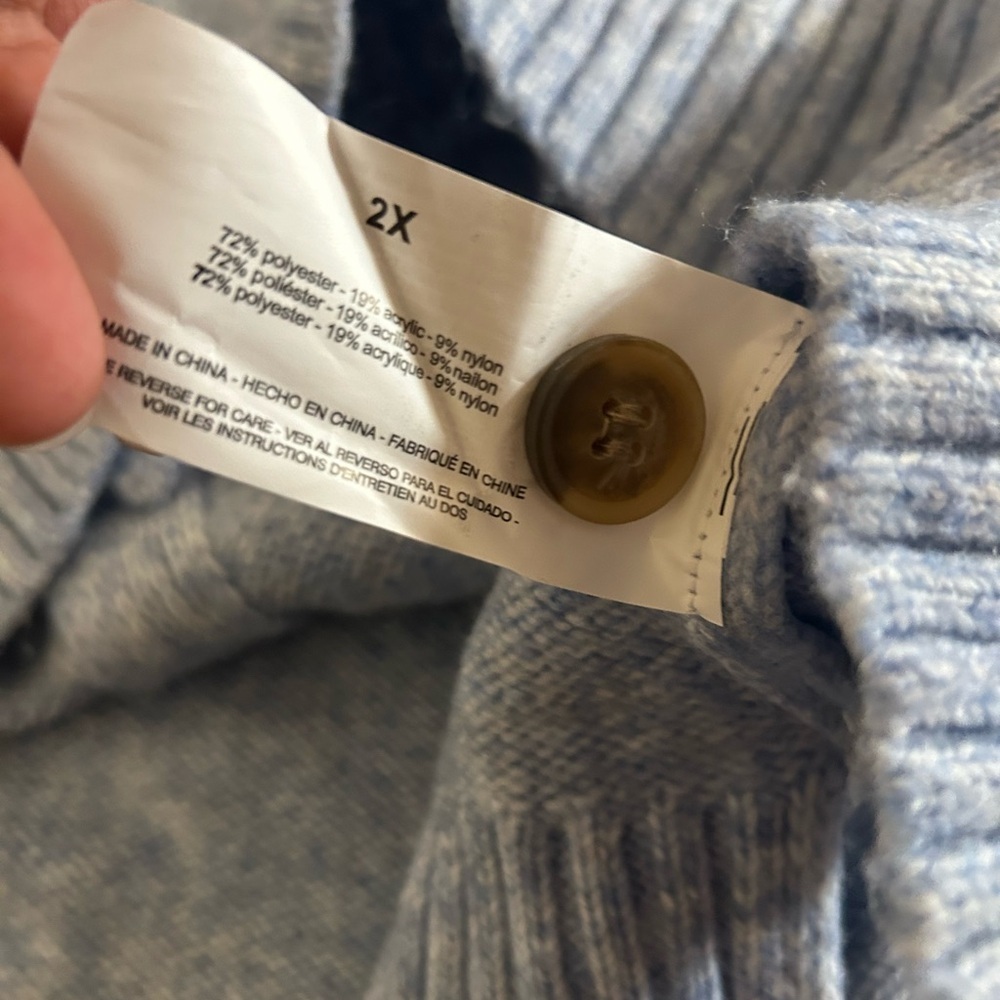Ella Moss Blue V-Neck Relaxed Sweater - Picture 8 of 10